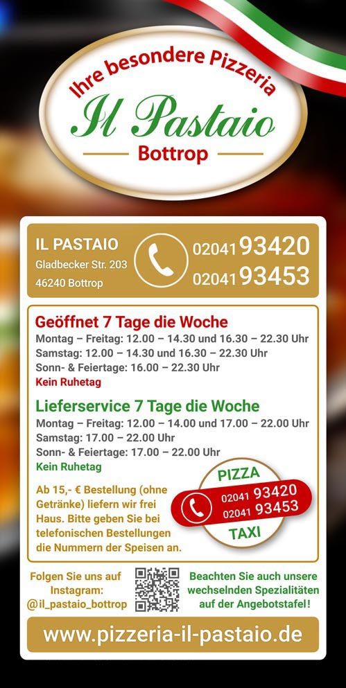 Pizzeria il Pastaio Bottrop Pasta Nudelhaus Speisekarte